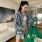 Long Sleeve Round Neck Plaid Shirt