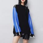 Zipper-sleeved Color-block Pullover