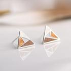925 Sterling Silver Circle / Triangle Panel Earring