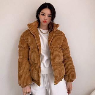 High-neck Corduroy Boxy Padded Jacket