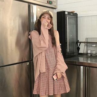 Plaid Mini Tank Dress / Long-sleeve Shirt