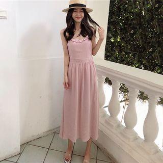 Spaghetti-strap Frill Trim Midi Sundress