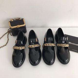 Chain Faux Leather Mary Jane Shoes