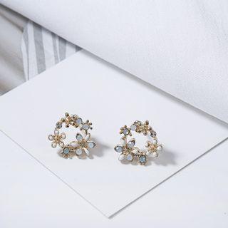 Flower Glaze Alloy Earring 1 Pair - Ez23 - Gold - One Size