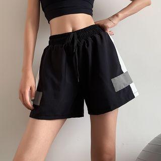 Color Panel Drawstring Running Shorts