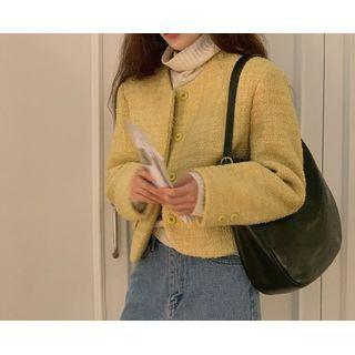 Round-neck Cropped Jacket One Size