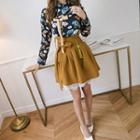 A-line Mini Hanbok Skirt Mustard Yellow - One Size