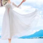 Set: 3/4-sleeve Light Jacket + Midi A-line Dress