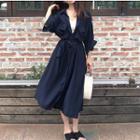 Tie-waist 3/4-sleeve Duster Coat