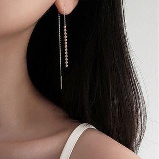 925 Sterling Silver Polished Disc & Bar Dangle Earring Platinum - One Size