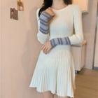 Long-sleeve Mini A-line Pleated Skirt