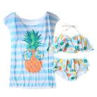 Women Set: Halter Fruit Print Bikini + Cover-up / Men Swim Shorts