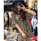 Leopard Print Short-sleeve T-shirt Dress