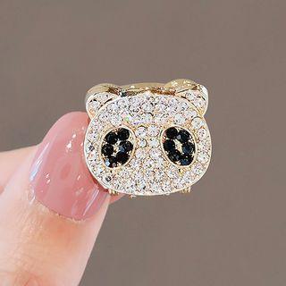 Panda Rhinestone Alloy Hair Clamp Ly2485 - Black & Gold - One Size