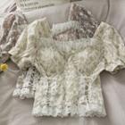 Lace-up Slim-fit Lace Top