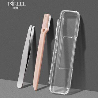 Set: Eyebrow Razor + Tweezers Set - Pink & Silver - One Size