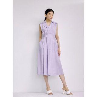 Sleeveless Band-waist Shirt Dress