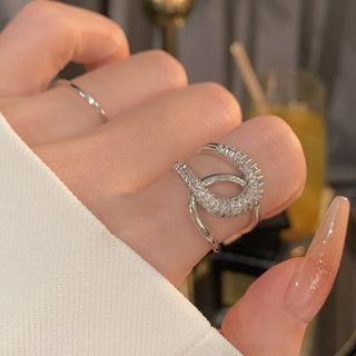 Rhinestone Chain Alloy Open Ring