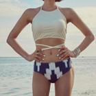 Set: Bikini Top + Print Swim Shorts + Cover-up