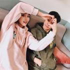 Couple Matching Embroidered Faux Suede Hoodie