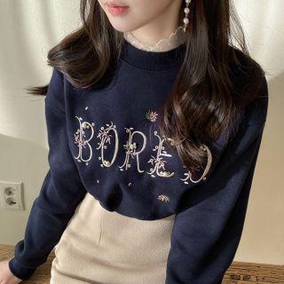 Bored Lace-trim Beaded Pullover