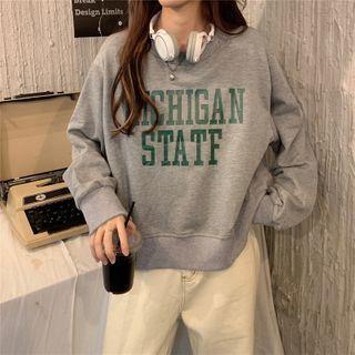 Letter Print Long-sleeve Cropped Sweatshirt