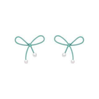 Faux Pearl Bow Stud Earring / Clip-on Earring