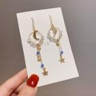 Rhinestone Crescent Drop Earring E1330 - 1 Pair - Gold - One Size