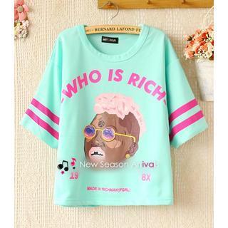 Short-sleeve Printed Cropped Top