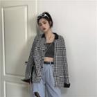 Checked Button Jacket Checked - Black & White - One Size