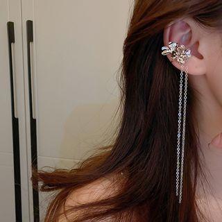 Flower Fringed Ear Cuff 1 Pc - Right Ear - Silver - One Size