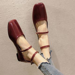 Faux Leather Ankle Strap Mary Jane Flats