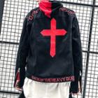 Cross Embroidered Denim Jacket