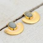 Retro Stone & Alloy Earring Gold & White - One Size