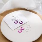 3 Pair Set: Alloy Open Hoop Earring 3 Pair - E1847-1 - Purple & Pink & White - One Size