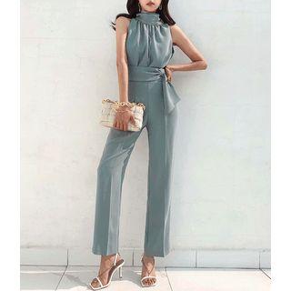 Strappy Straight-leg Crepe Pants