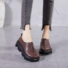 Genuine Leather Block Heel Platform Loafers
