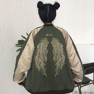 Couple Matching Embroidered Zip-up Jacket