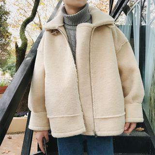 Zipper Stand Collar Fleece Jacket