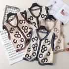 Flower Embroidered Single-breasted Vest