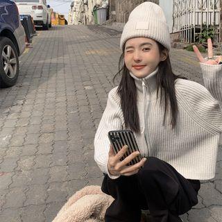 Turtleneck Cropped Zip Cardigan