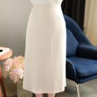 Zip-side Long Satin Skirt
