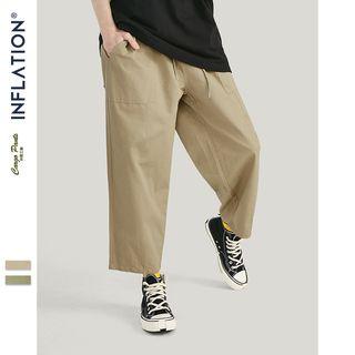 Couple Loose-fit Plain Crop Pants