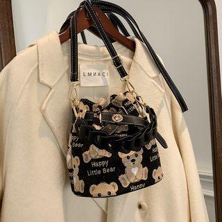 Top Handle Patterned Bucket Bag