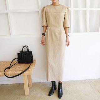 Plus Size Puff-shoulder Maxi Dress