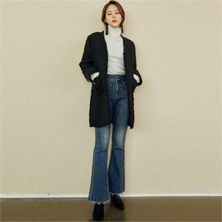 V-neck Tweed Long Jacket