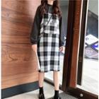 Check Jumper Dress / Plain Long-sleeve Top