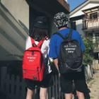 Couple Matching Lettering Canvas Backpack