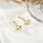 Rhinestone Drop Earring 1 Pair - Gold & White - One Size
