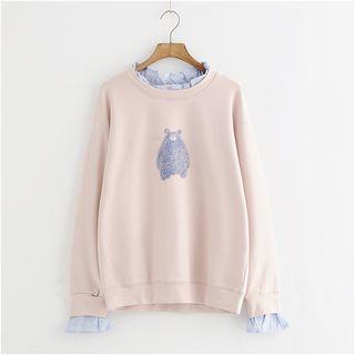Mock Two Piece Bear Print Top